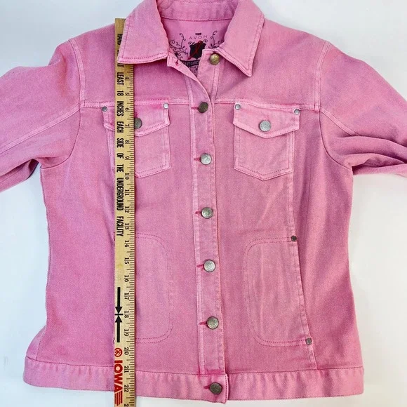 Avon Pink Denim Wear It To End It Breast Cancer Crusade Jean Jacket Womens Sz M - Picture 4 of 10